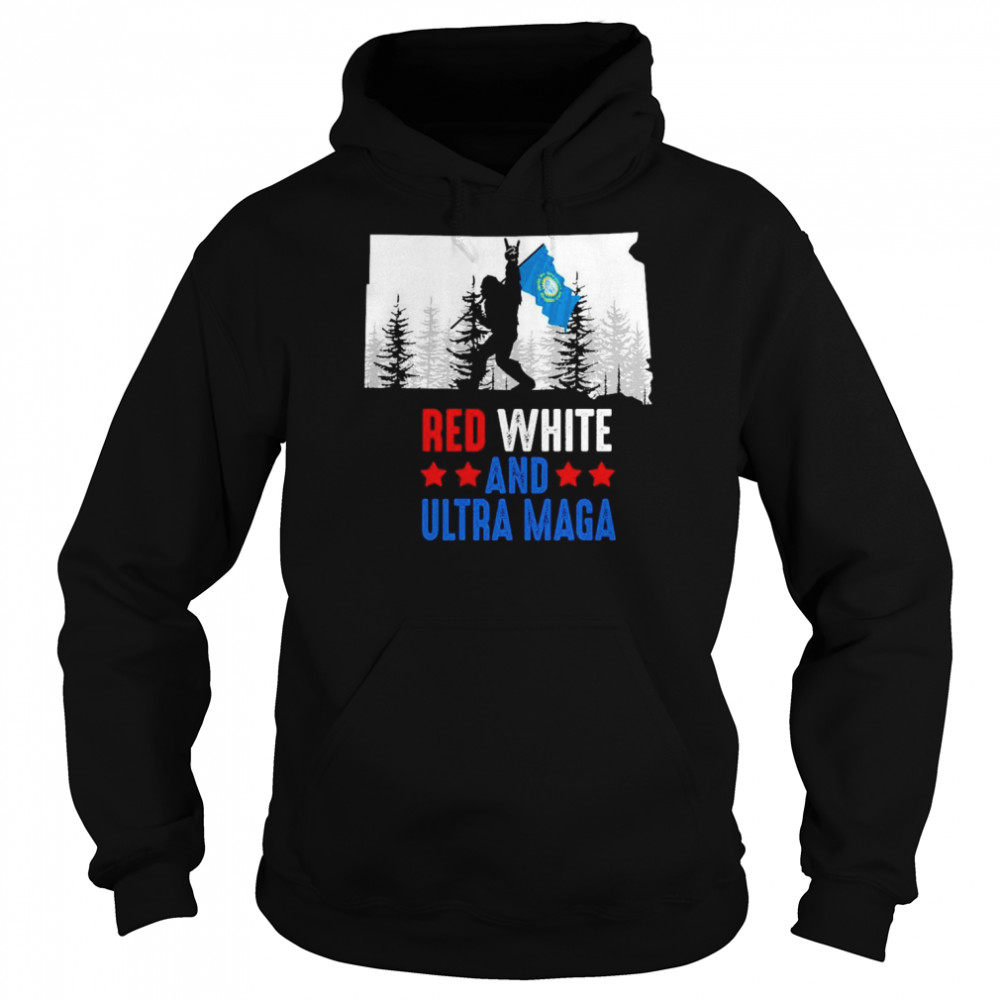 South Dakota America Bigfoot Red White And Ultra Maga Shirt Unisex Hoodie