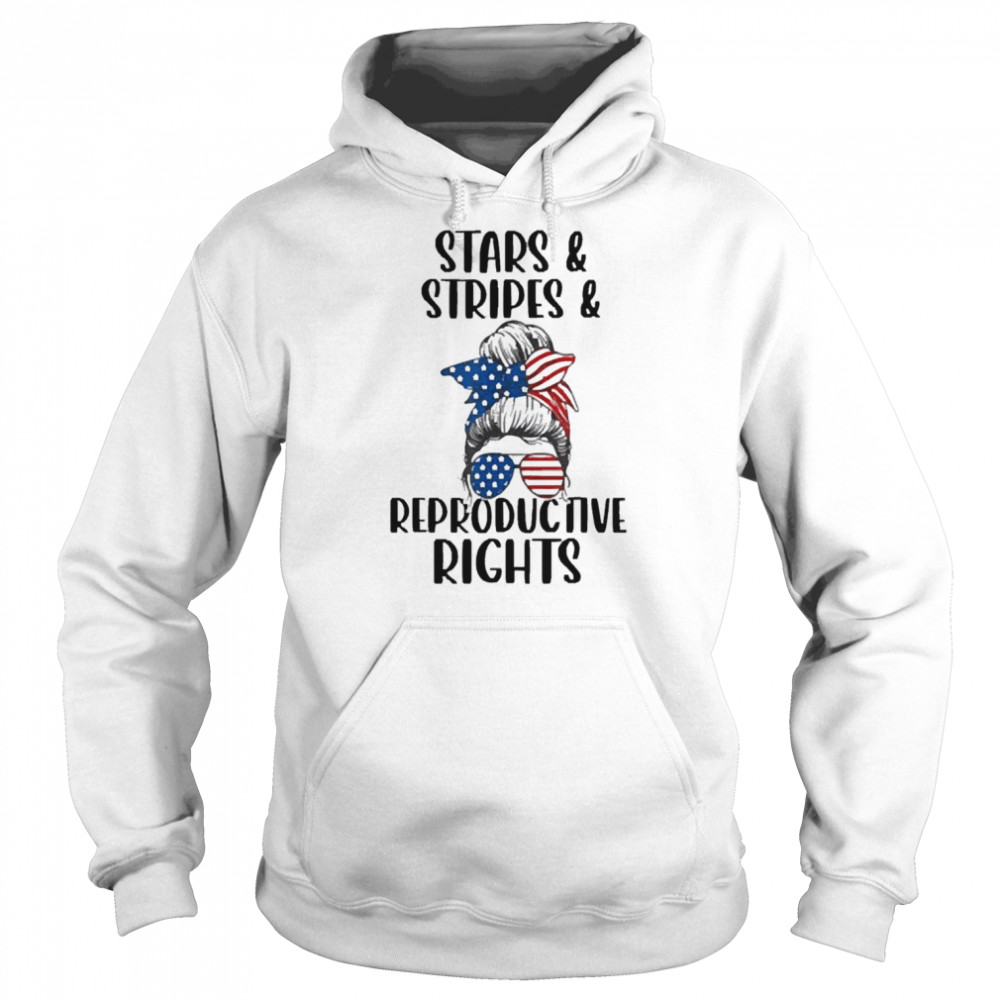 Stars stripes reproductive rights 4th of july messy bun  Unisex Hoodie