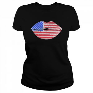 Summer Women 4th Of July Lips American Flag Kiss Merica T-Shirt Classic Women's T-shirt