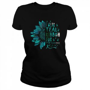 Sunflower I Wear Teal Ribbon For PTSD Awareness Shirt Classic Women's T-shirt