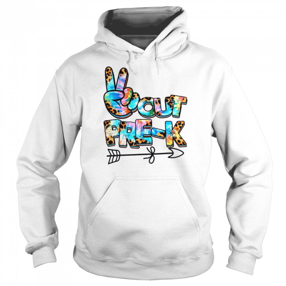 Tie Dye leopard Peace Out Pre-K Last Day Of School Shirt Unisex Hoodie