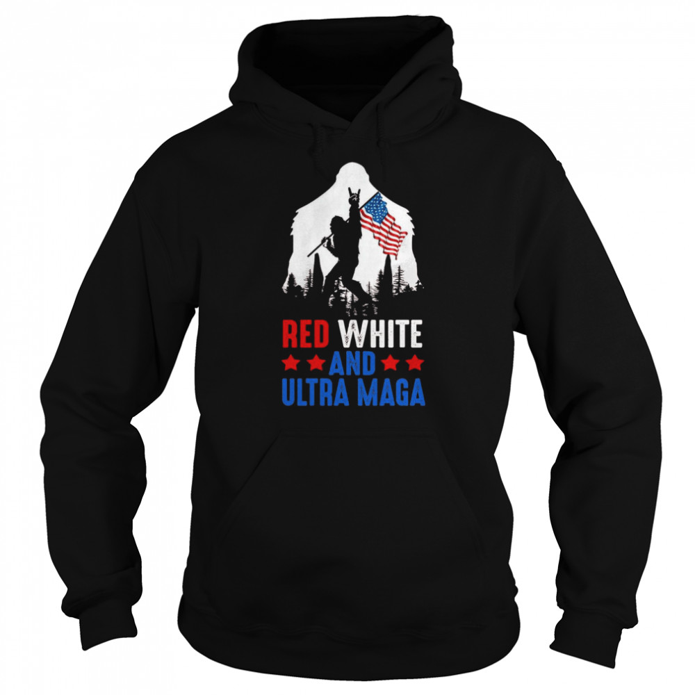 USA America Bigfoot Red White And Ultra Maga Shirt Unisex Hoodie