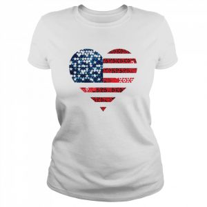 USA Flag Heart Sequin Print Shirt Classic Women's T-shirt