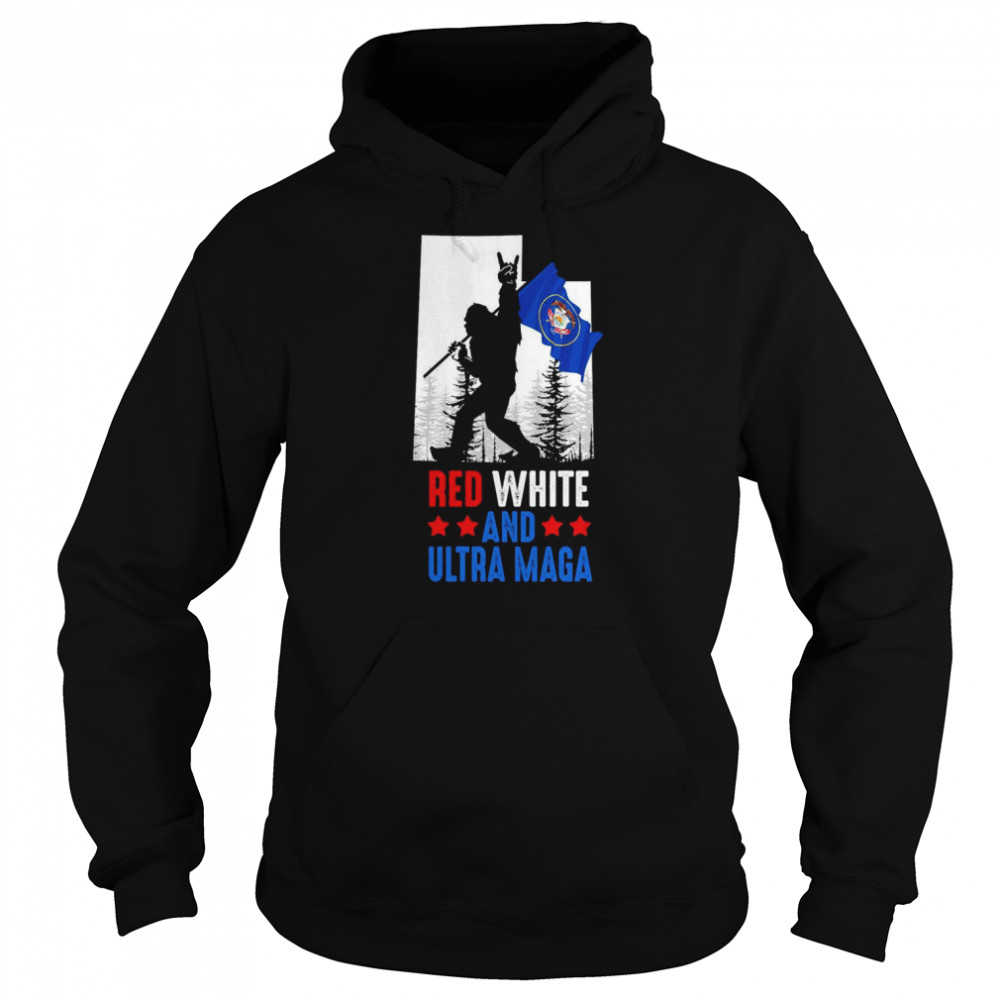 Utah America Bigfoot Red White And Ultra Maga Shirt Unisex Hoodie