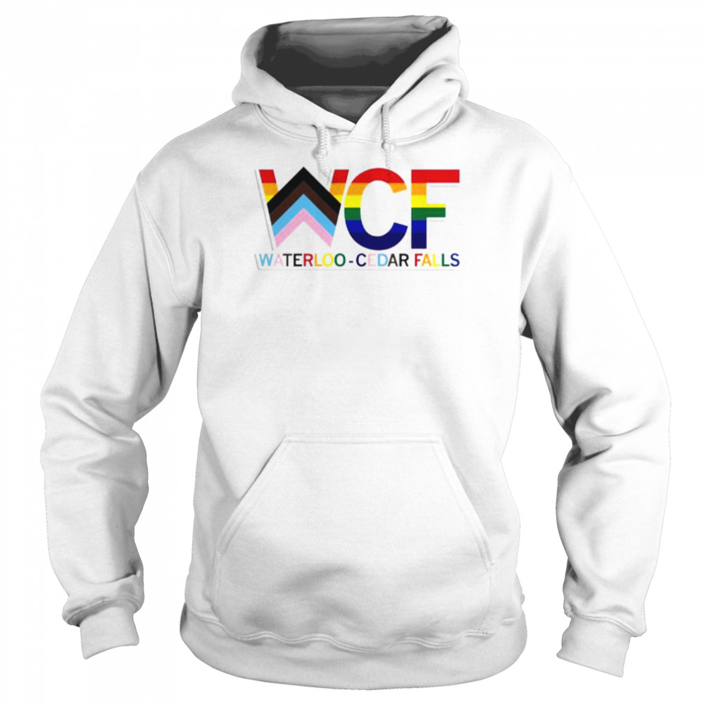 WCF Stacked Text Progress Pride Flag Shirt Unisex Hoodie