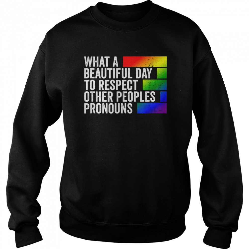 What A Beautiful Day To Respect Other Peoples Pronouns Gay Shirt Unisex Sweatshirt