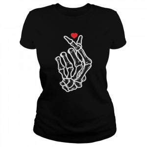 2022 korean hand Sign Finger Heart Hand I Love You Skeleton Hand T-Shirt Classic Women's T-shirt