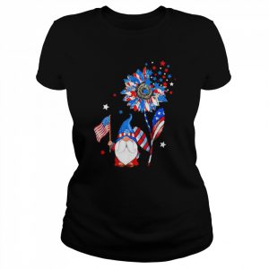 4th of July Gnomes Patriotic American Flag Sunflower Shirt Classic Women's T-shirt