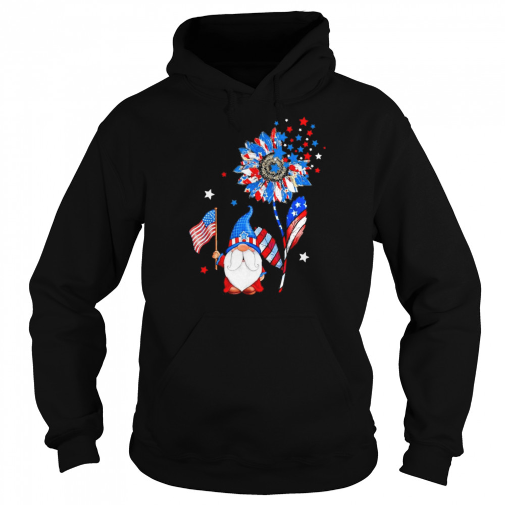 4th of July Gnomes Patriotic American Flag Sunflower Shirt Unisex Hoodie