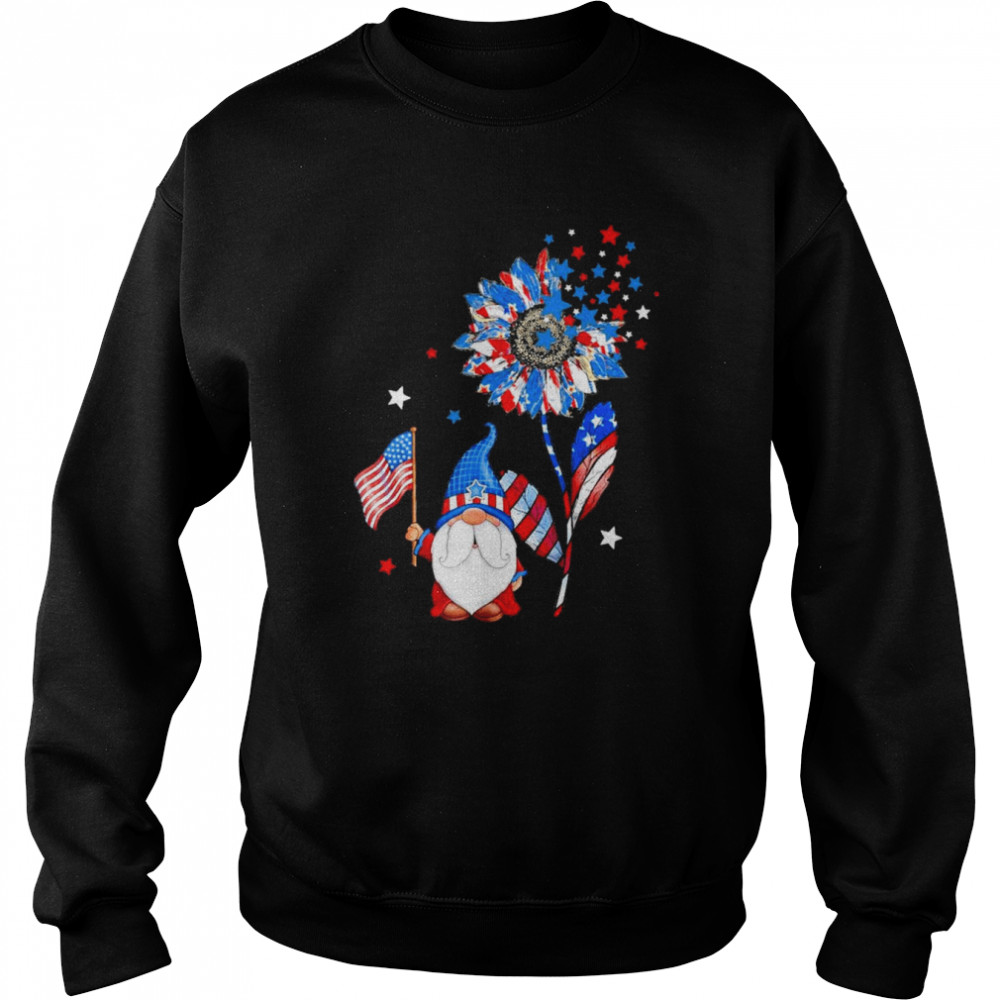 4th of July Gnomes Patriotic American Flag Sunflower Shirt Unisex Sweatshirt