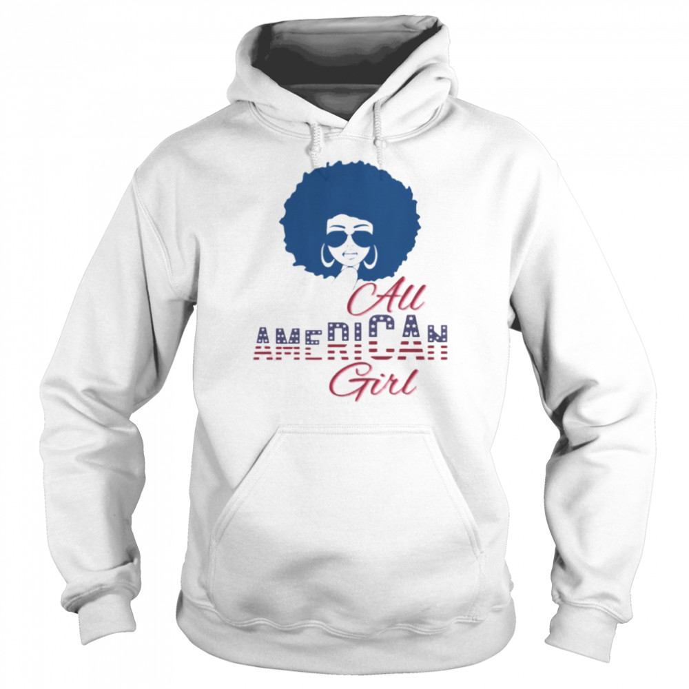 All American Girls Messy Bun USA Flag Black Girls Shirt Unisex Hoodie