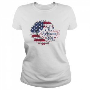 All American Girls Messy Bun USA Flag Sunflower Shirt Classic Women's T-shirt