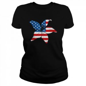 American Flag Lilly Flower Military Shirt Classic Women's T-shirt