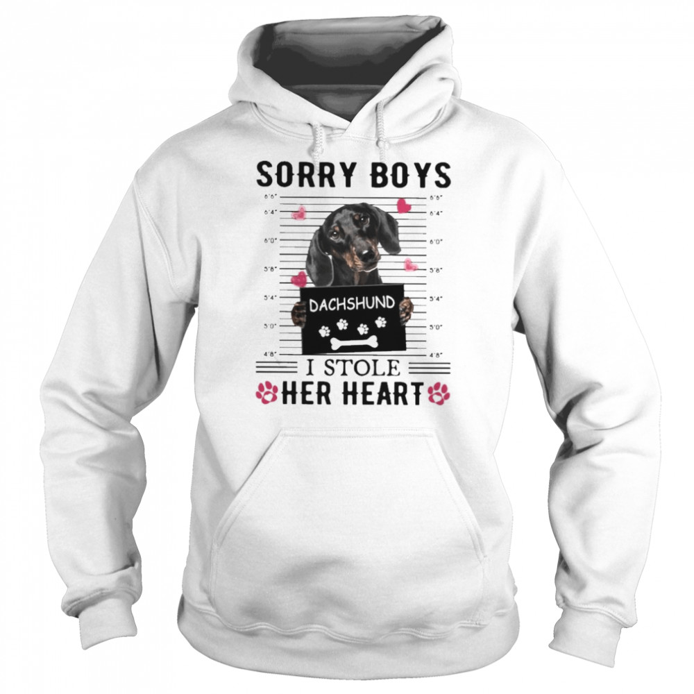 BLACK Dachshund Sorry Boys I Stole Her Heart Shirt Unisex Hoodie