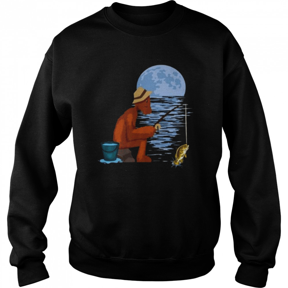 Bigfoot Bass Fishing Sasquatch Trucker Hat Fisherman Shirt Unisex Sweatshirt