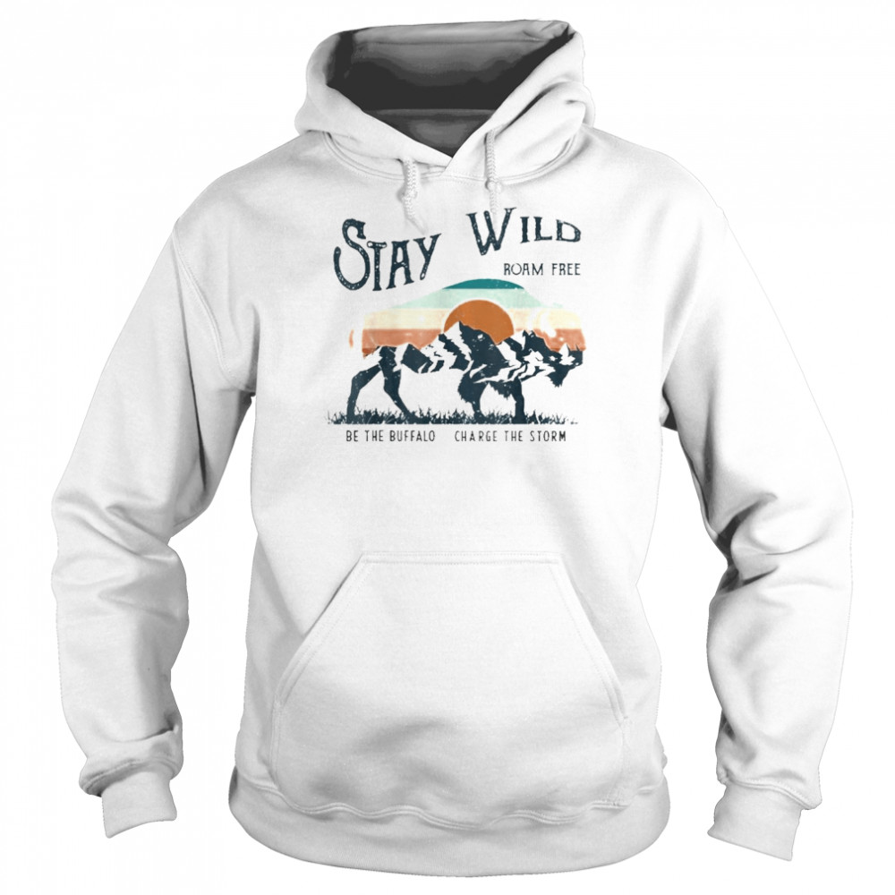 Bison Buffalo Retro Mountain Outdoor Wilderness Adventure Shirt Unisex Hoodie