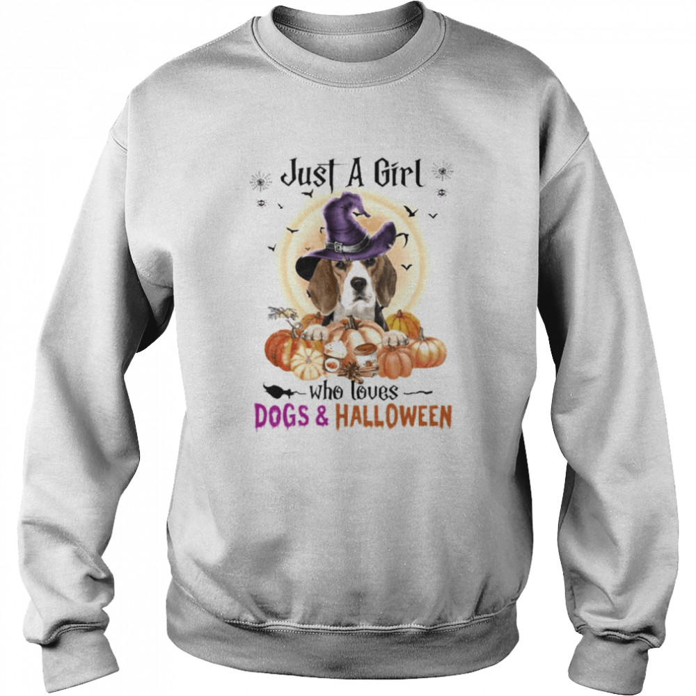 Black Beagle Just A Girl Who Loves Dogs And Halloween Shirt Unisex Sweatshirt