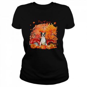 Black Boston Terrier Dog Hollowed Pumpkin Moon Shirt Classic Women's T-shirt