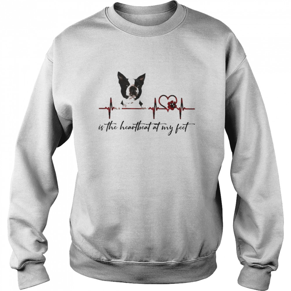 Black Boston Terrier is the heartbeat at my feet  Unisex Sweatshirt