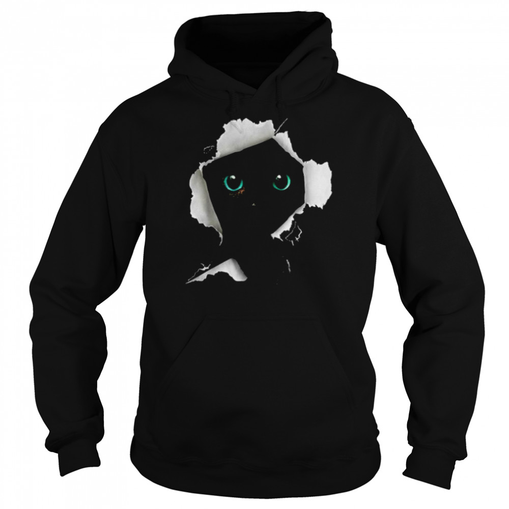 Black Cat Torn Cloth Shirt Unisex Hoodie