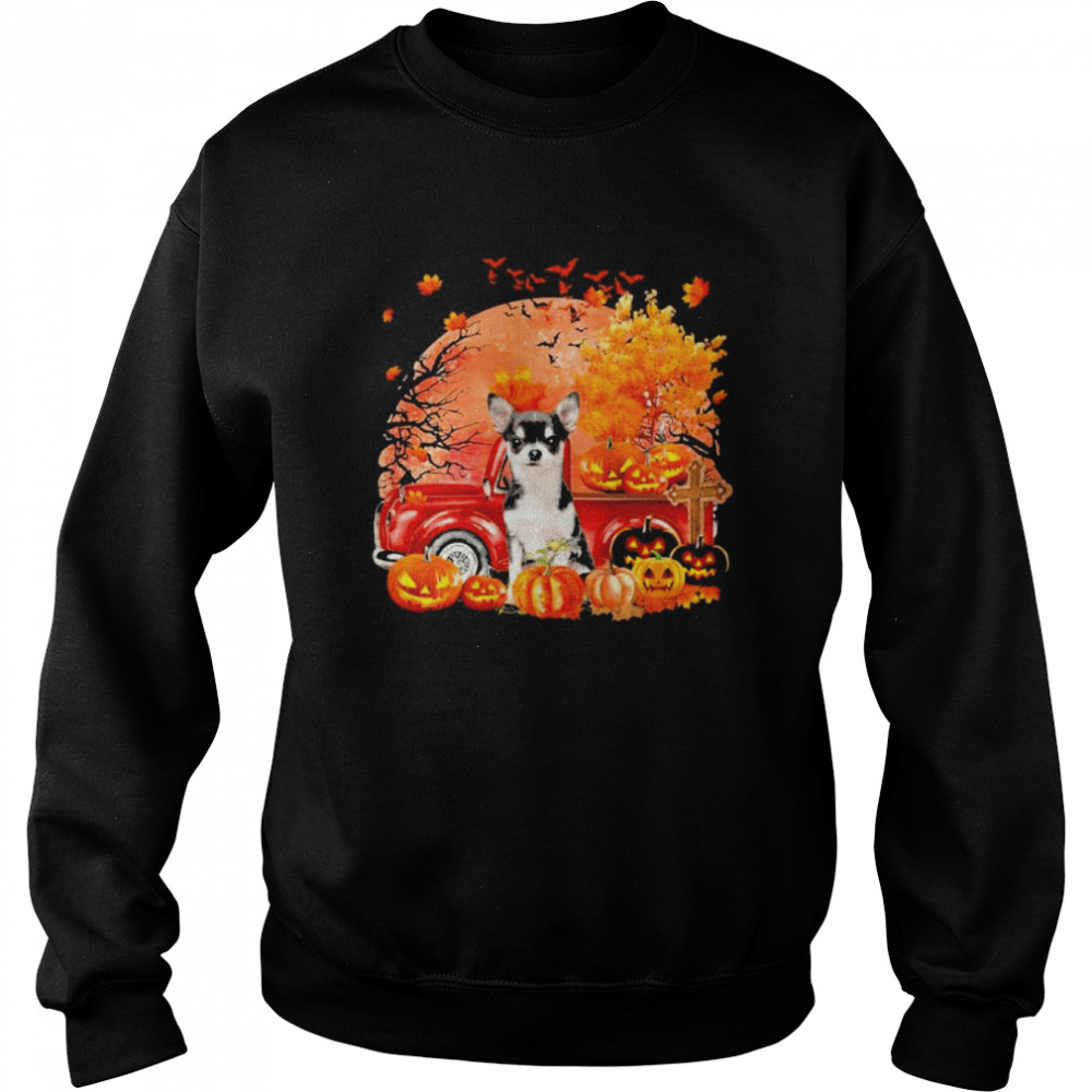 Black Chihuahua Dog Hollowed Pumpkin Moon Shirt Unisex Sweatshirt