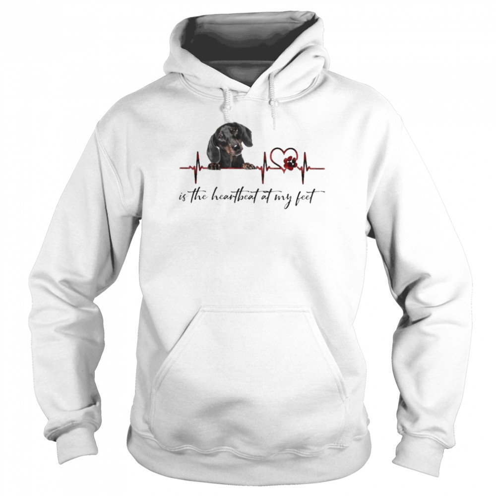 Black Dachshund is the heartbeat at my feet  Unisex Hoodie