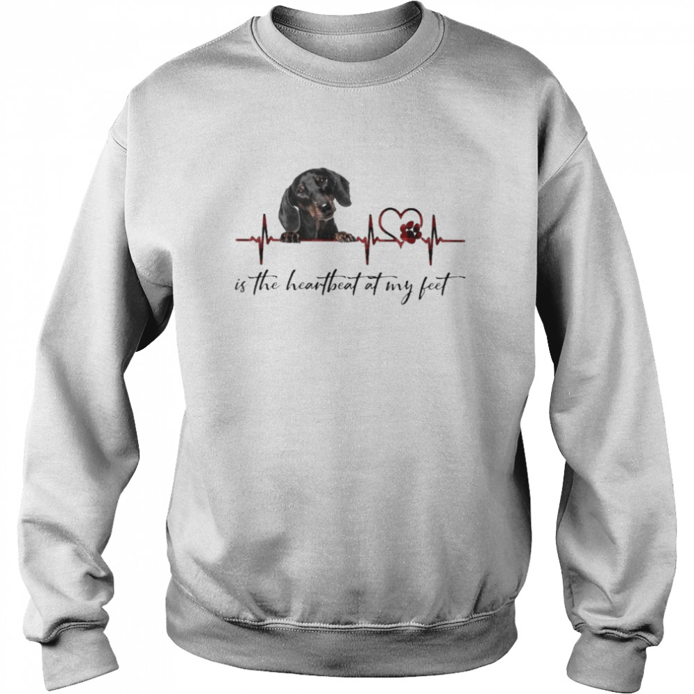 Black Dachshund is the heartbeat at my feet  Unisex Sweatshirt