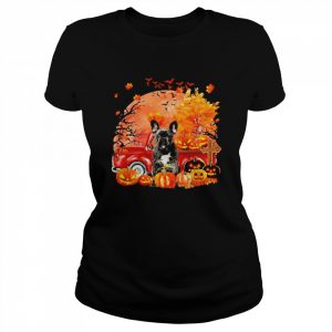 Black French Bulldog Dog Hollowed Pumpkin Moon Shirt Classic Women's T-shirt