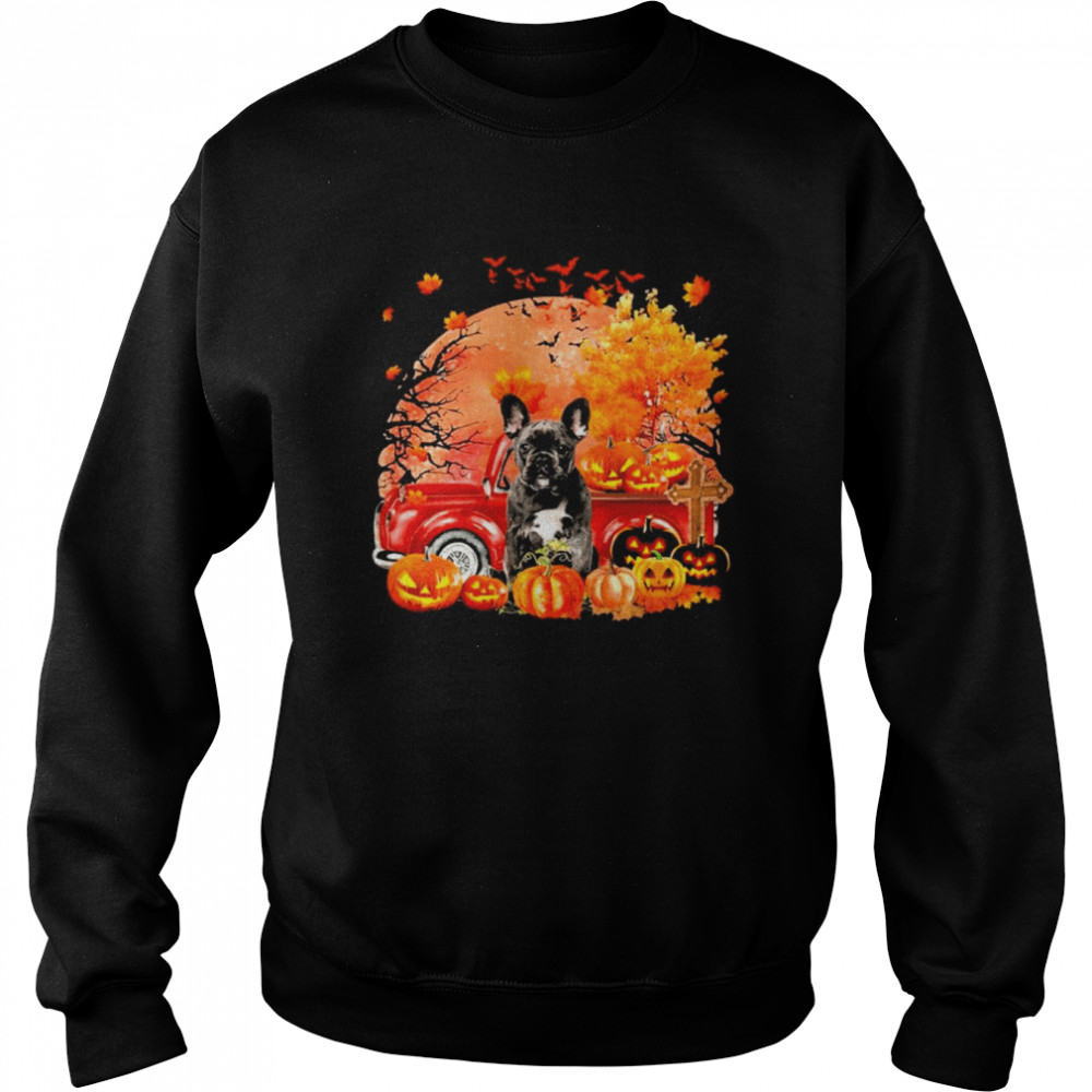 Black French Bulldog Dog Hollowed Pumpkin Moon Shirt Unisex Sweatshirt