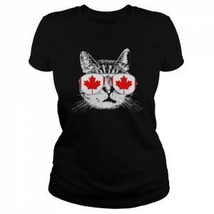 Cat Glasse Happy Canada flag  Classic Women's T-shirt