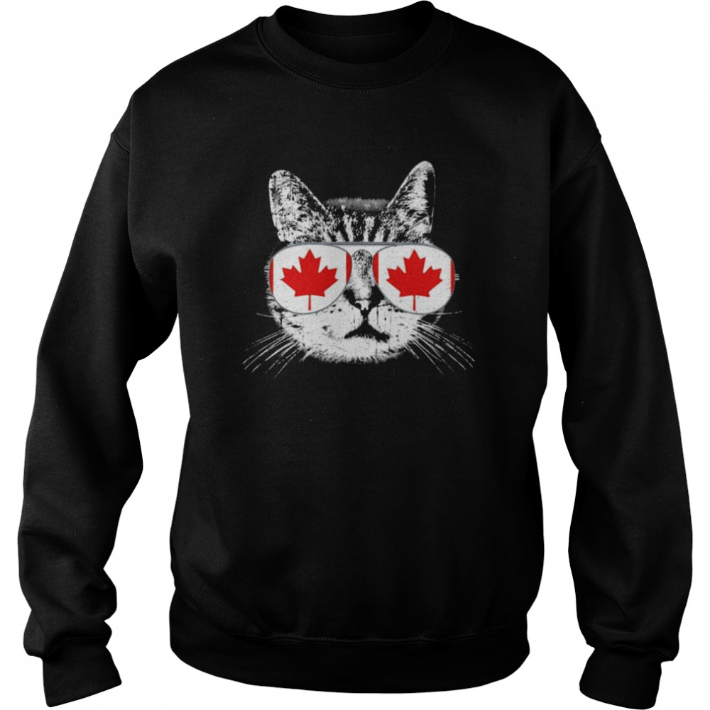 Cat Glasse Happy Canada flag  Unisex Sweatshirt