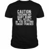 Caution touching my baby bump pregnancy announcement  Classic Men's T-shirt