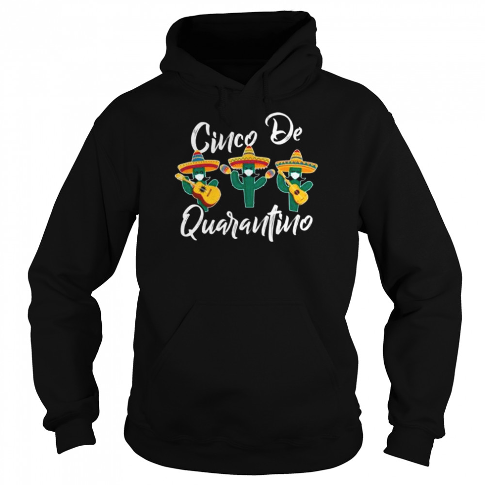 Cinco De Mayo Quarantino Cactus Mask Guitar Lover  Unisex Hoodie