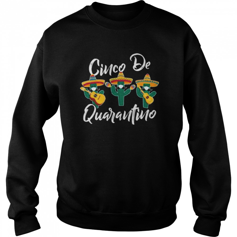 Cinco De Mayo Quarantino Cactus Mask Guitar Lover  Unisex Sweatshirt