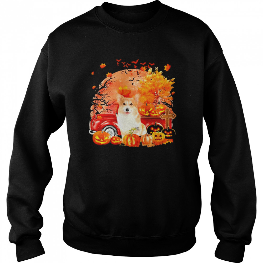 Corgi Dog Hollowed Pumpkin Moon Shirt Unisex Sweatshirt