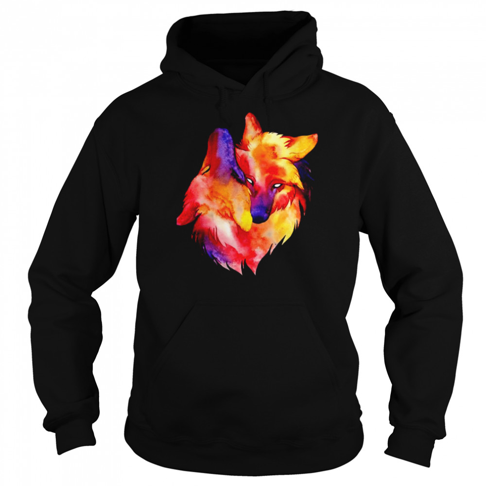 Couple Water Color Wolf  Unisex Hoodie