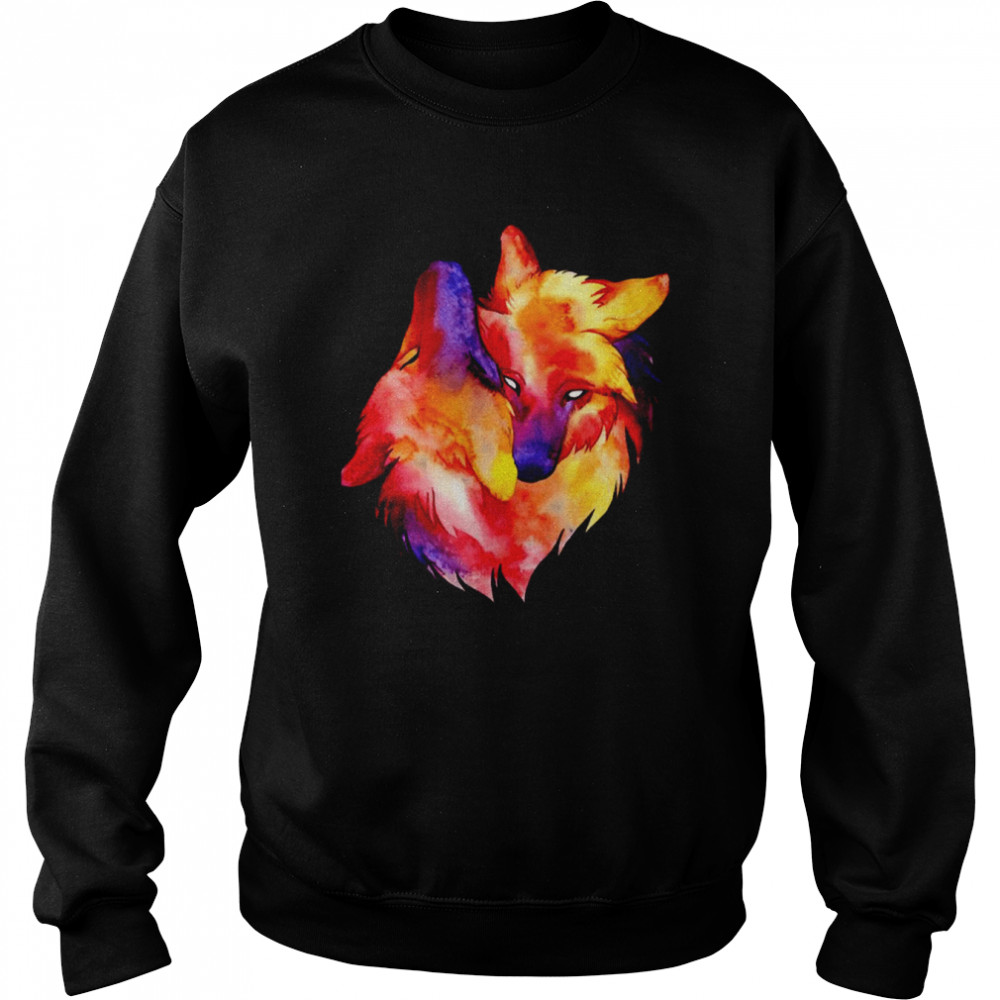 Couple Water Color Wolf  Unisex Sweatshirt