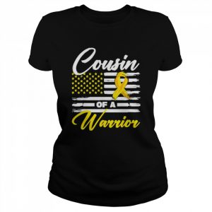 Cousin Of A Warrior USA Flag Sarcoma Cancer Awareness  Classic Women's T-shirt