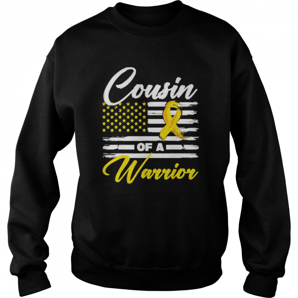 Cousin Of A Warrior USA Flag Sarcoma Cancer Awareness  Unisex Sweatshirt