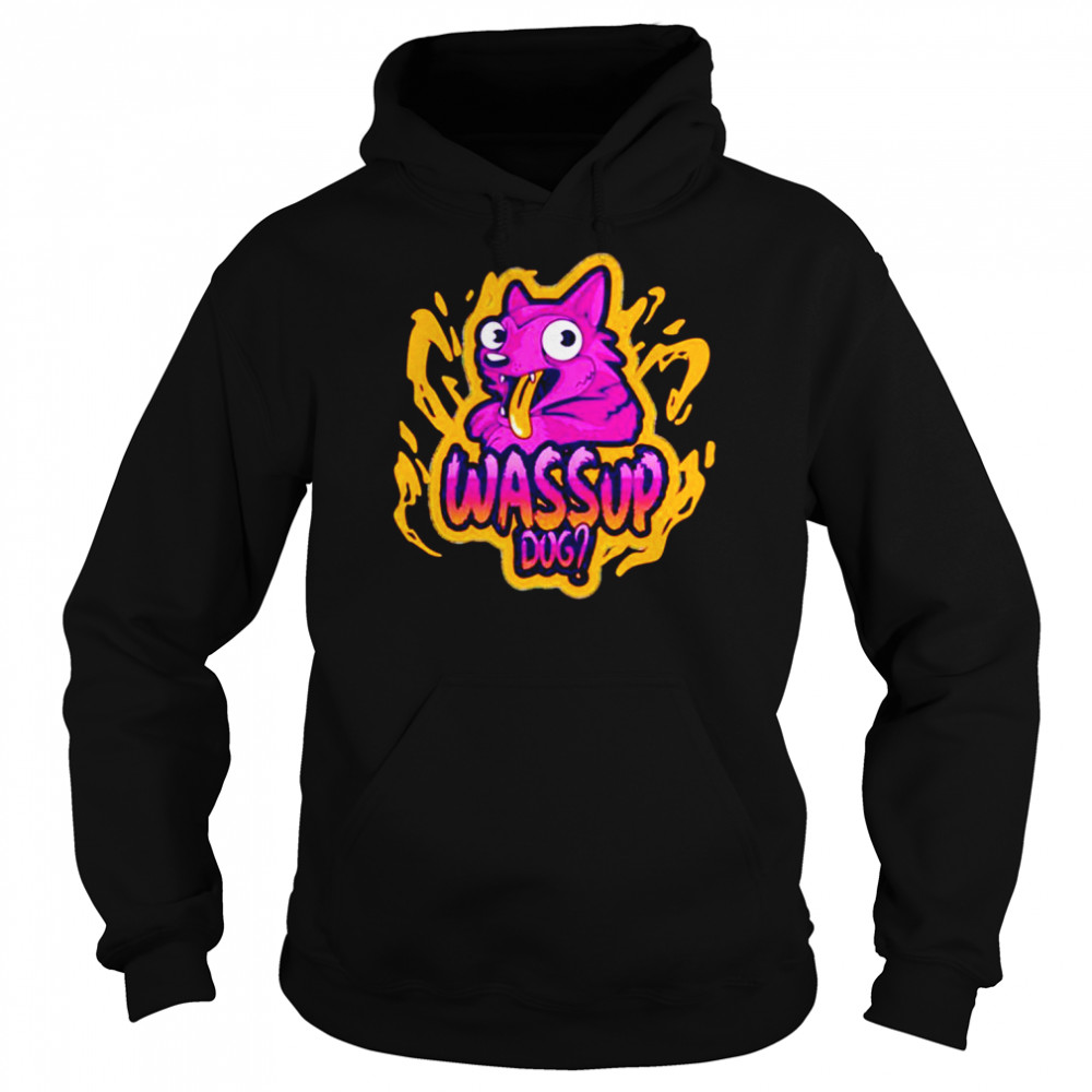 Cute Purple Dog In Trending Whats Up Dog  Unisex Hoodie