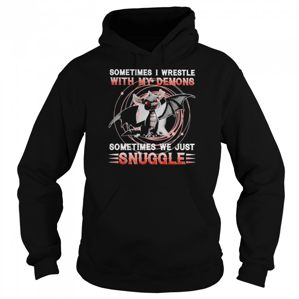 Dark Spyro sometimes I wrestle with my demons sometimes we just Snuggle  Unisex Hoodie