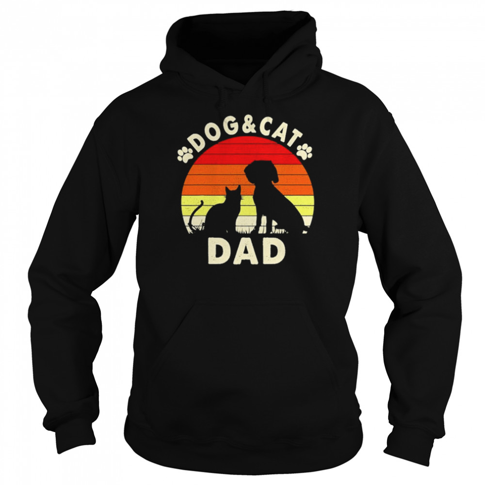 Dog And Cat Dad Vintage Retro Shirt Unisex Hoodie