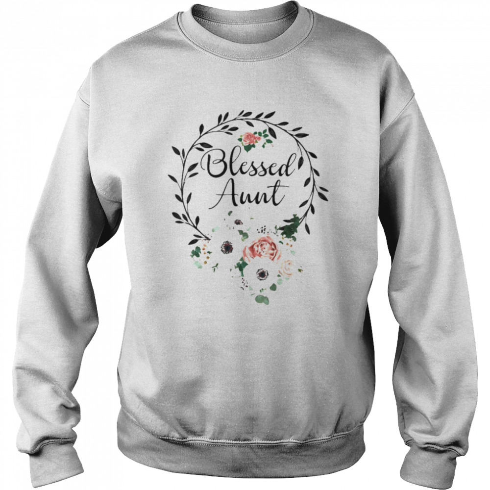 Floral Wreath Heart Mother’s Day Blessed Aunt Shirt Unisex Sweatshirt