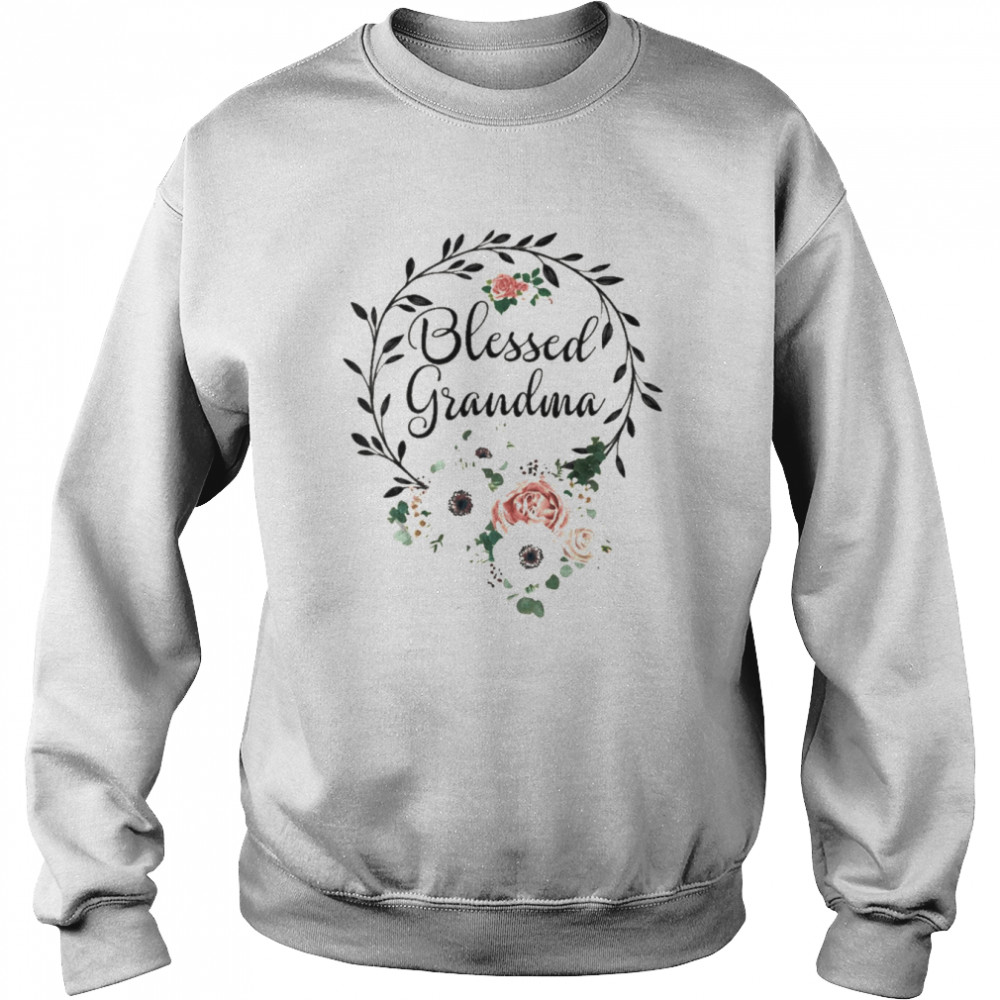 Floral Wreath Heart Mother’s Day Blessed Grandma Shirt Unisex Sweatshirt