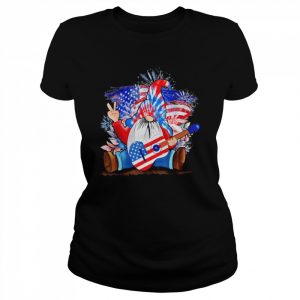 Gnome Play Guitar Shirt Patriotic 4th Of July Shirt Classic Women's T-shirt