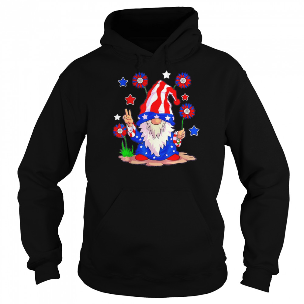 Gnomes 4th Of July Women Gnome Lover Girls American Flag Shirt Unisex Hoodie