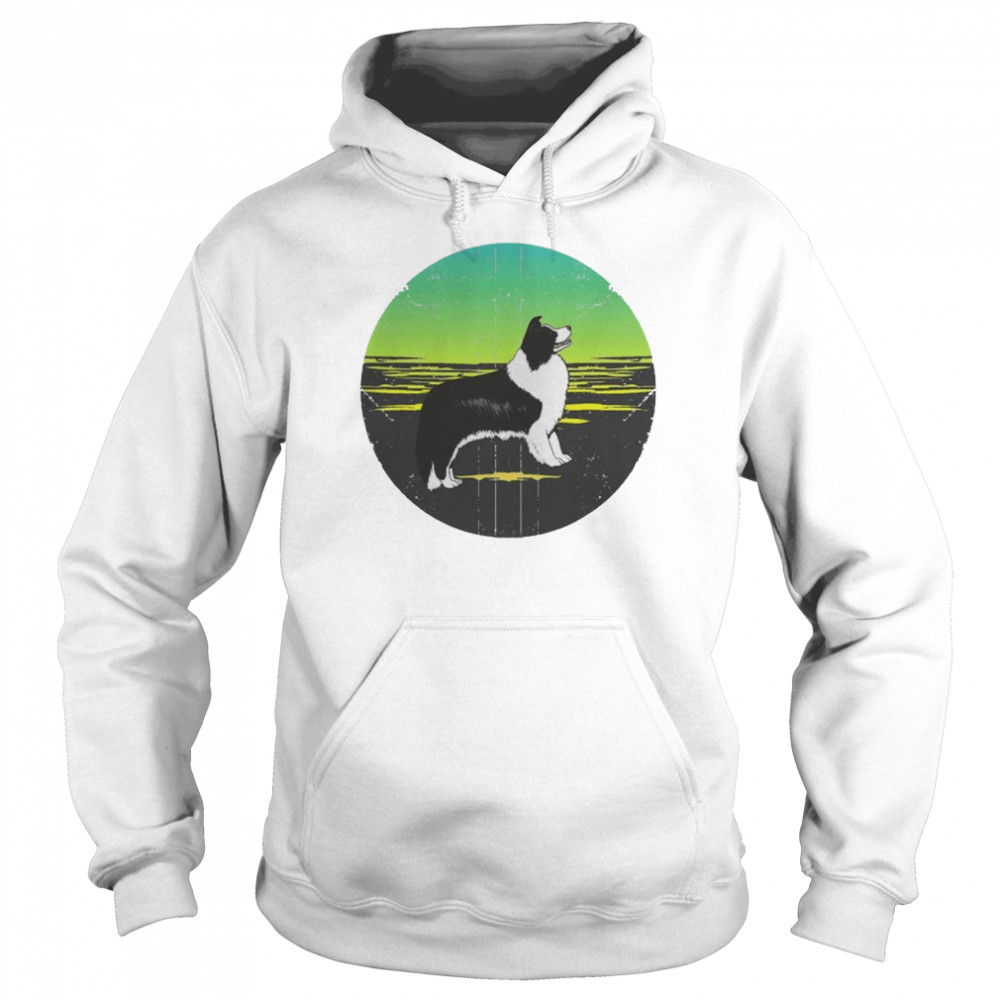 Graphic 365 Dog Breed Border Collie Retro Sunset Shirt Unisex Hoodie