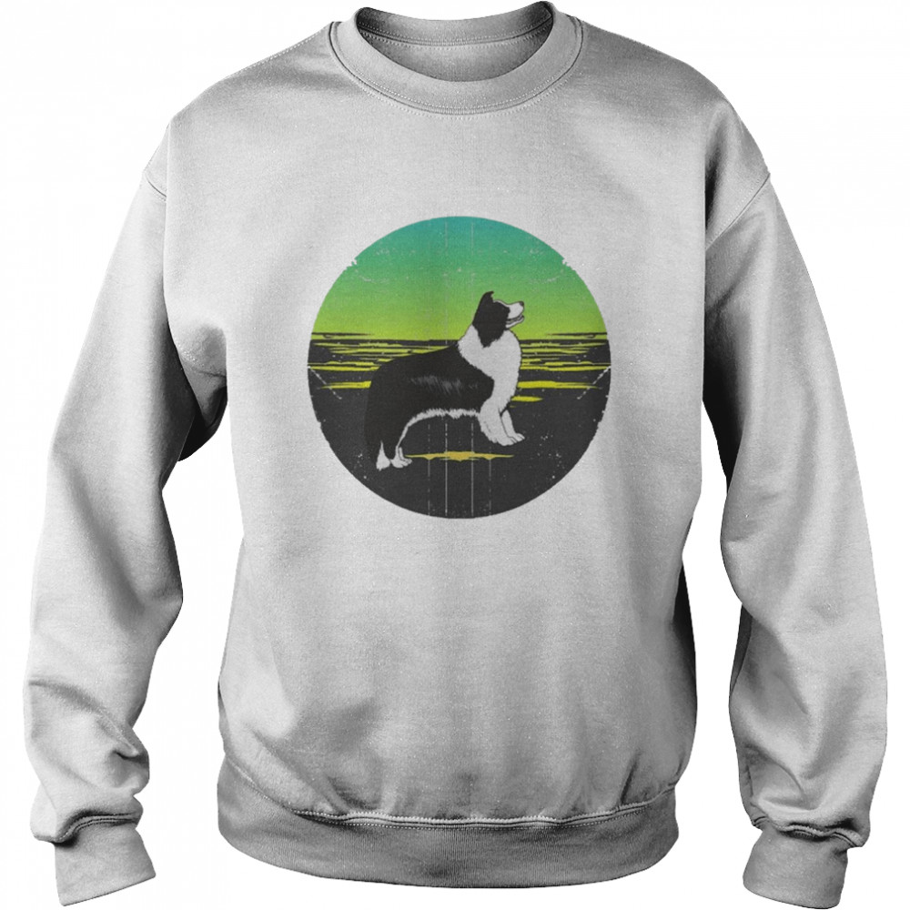 Graphic 365 Dog Breed Border Collie Retro Sunset Shirt Unisex Sweatshirt