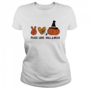 Halloween Skeleton Peace Love Halloween With Scary Pumpkin T-Shirt Classic Women's T-shirt