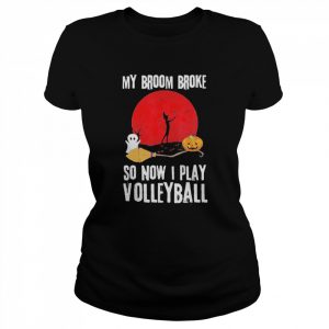 Halloween Witch Playing Volleyball Game Sport Broomstick Shirt Classic Women's T-shirt